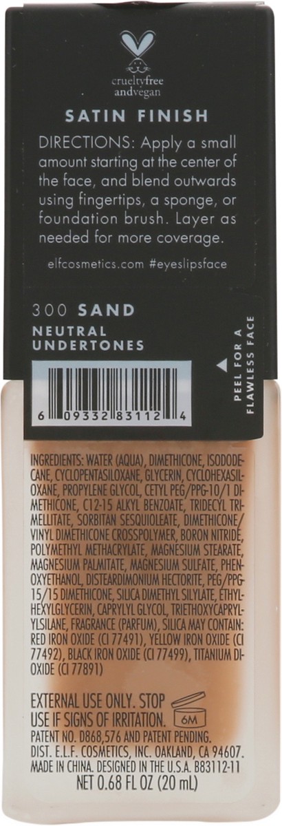 slide 5 of 9, e.l.f. Sand 300 Flawless Satin Foundation 0.68 fl oz, 0.68 fl oz