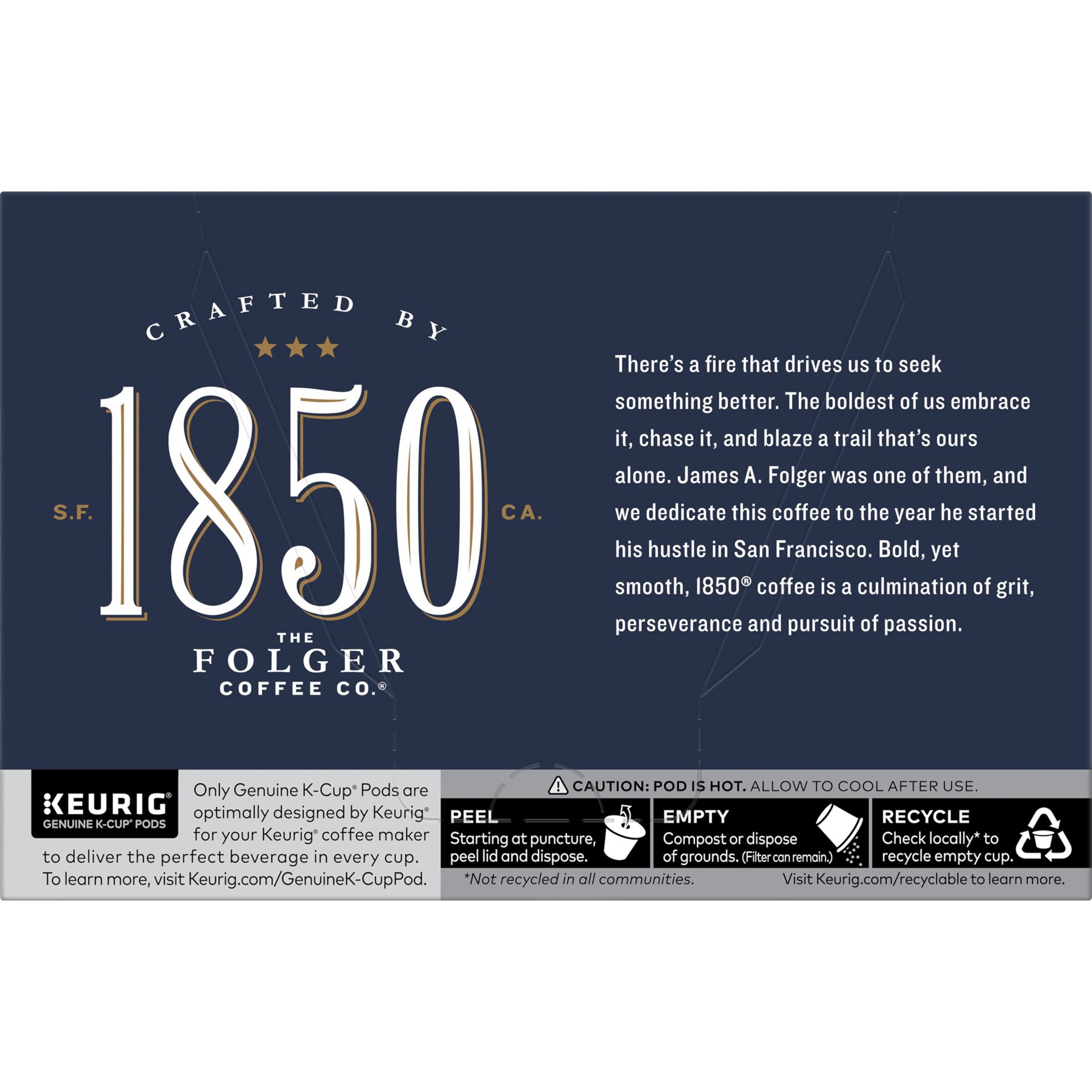 slide 5 of 5, Folgers 1850 Sumatran Exchange, Dark Roast Coffee, K-Cup Pods for Keurig Brewers, 10-Count, 3.7 oz