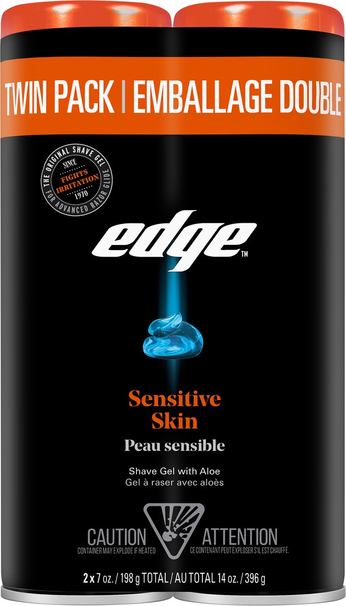 slide 3 of 3, Edge Sensitive Skin With Aloe Shave Gel Twin Pack, 14 oz