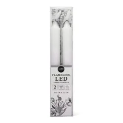Core Home Flameless LED Ribbed Taper Candles - White
