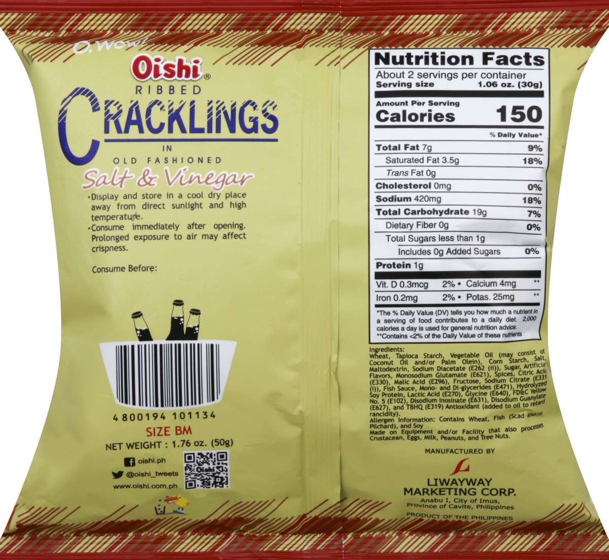 slide 6 of 7, Oishi Cracklings 1.76 oz, 1.76 oz