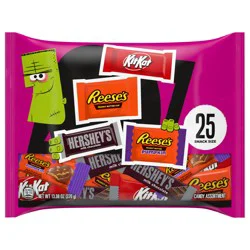 Hershey's, Kit Kat and Reese's Assorted Milk Chocolate Snack Size Halloween Candy Bag - 13.08 oz (25 Pieces)
