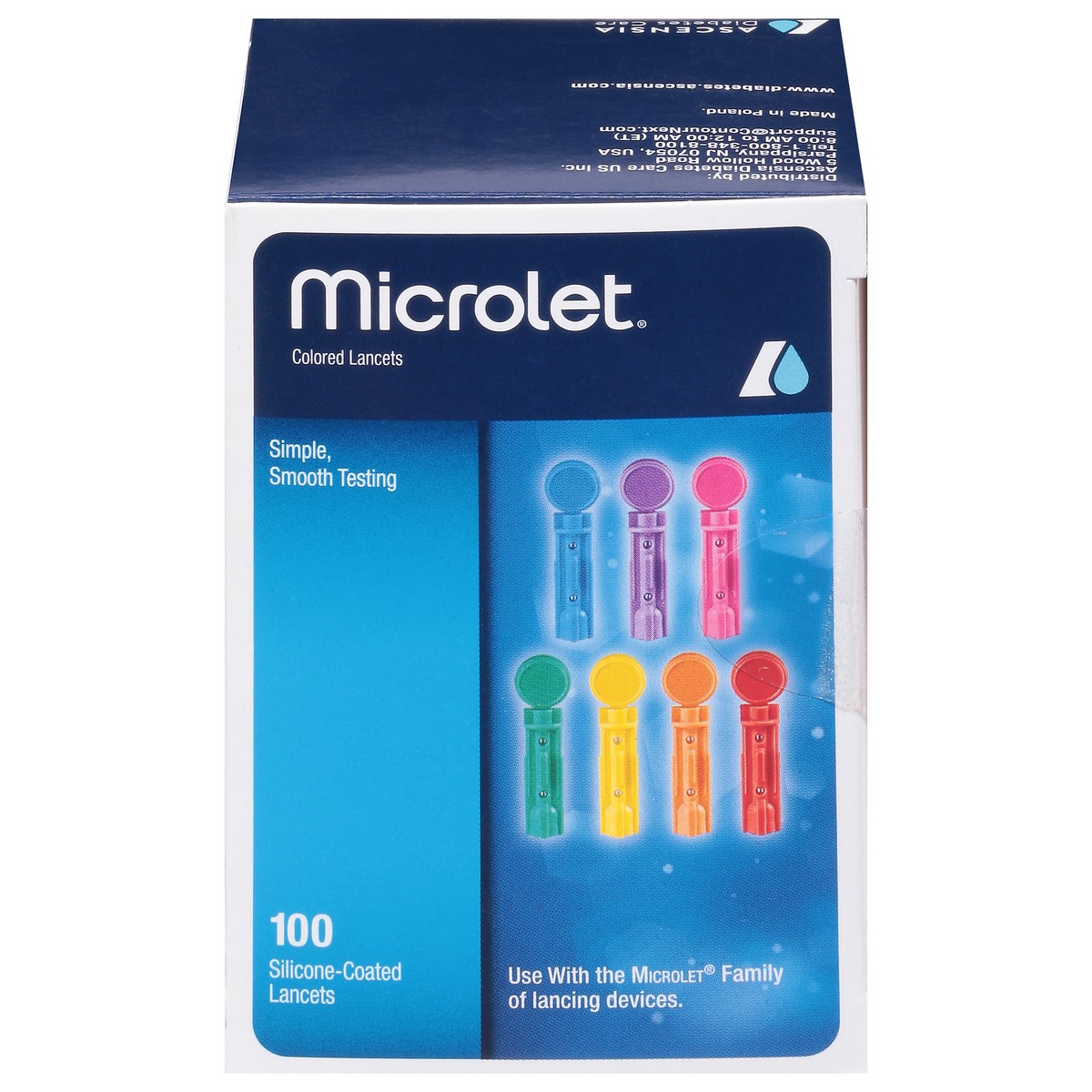 slide 1 of 9, Microlet Silicone-Coated Colored Lancets 100 ea, 100 ct