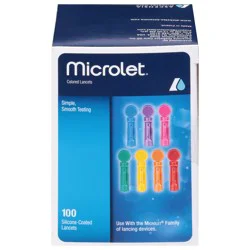 Microlet Silicone-Coated Colored Lancets 100 ea
