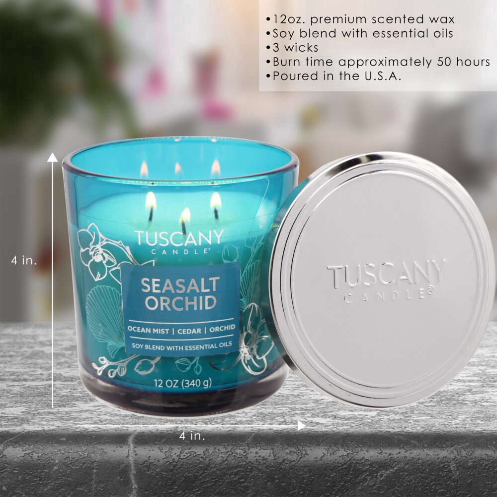 slide 2 of 4, Tuscany Scented Jar Candle Seasalt Orchid, 12 oz