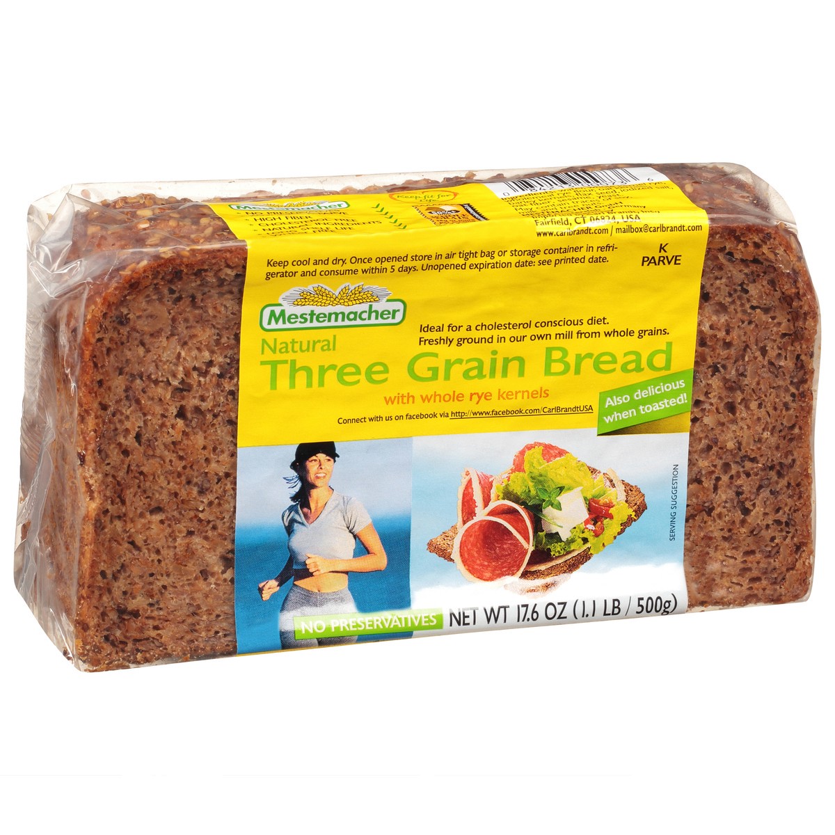 slide 8 of 9, Mestemacher Three Grain Bread with Whole Rye Kernels 17.6 oz, 17.6 oz