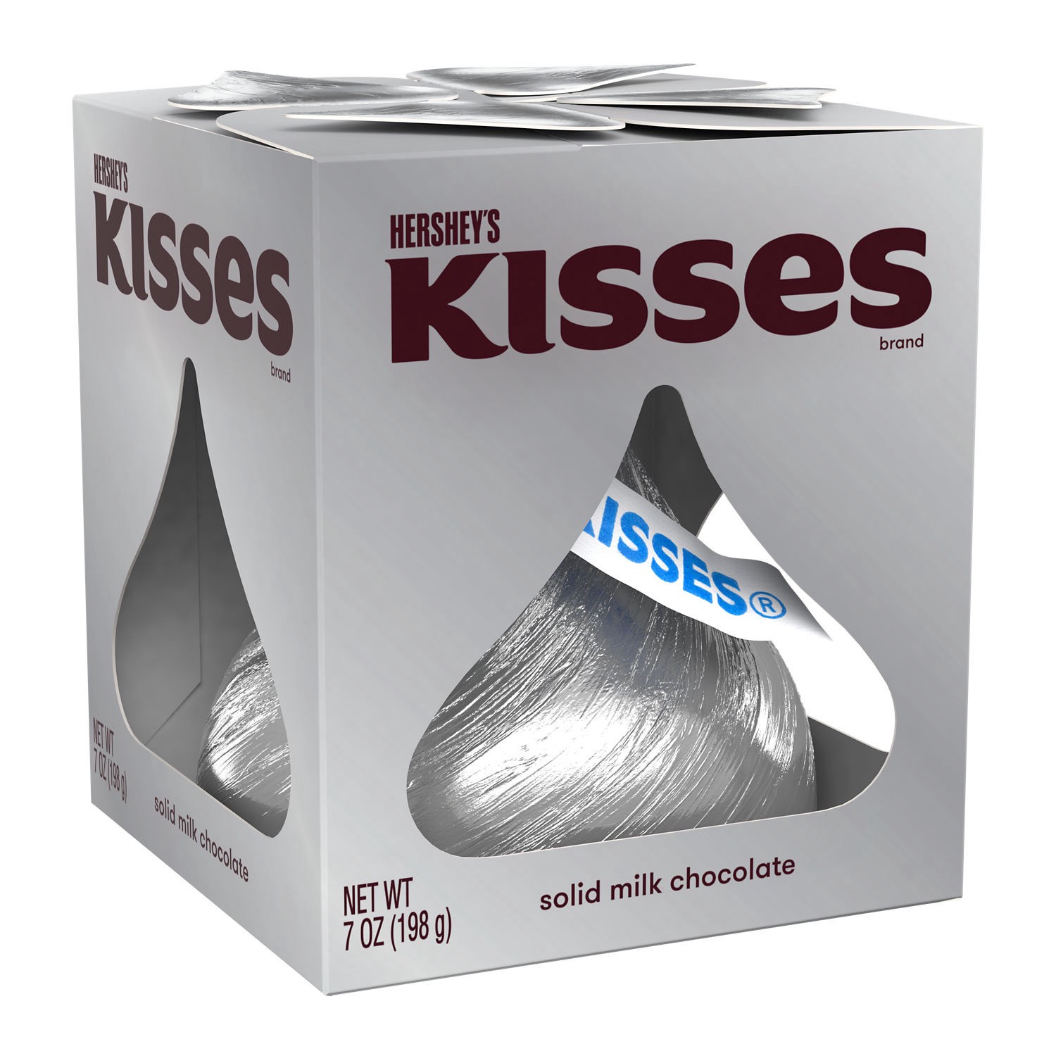 slide 1 of 7, Hershey's KISSES Solid Milk Chocolate Candy Gift Box, 7 oz, 7 oz