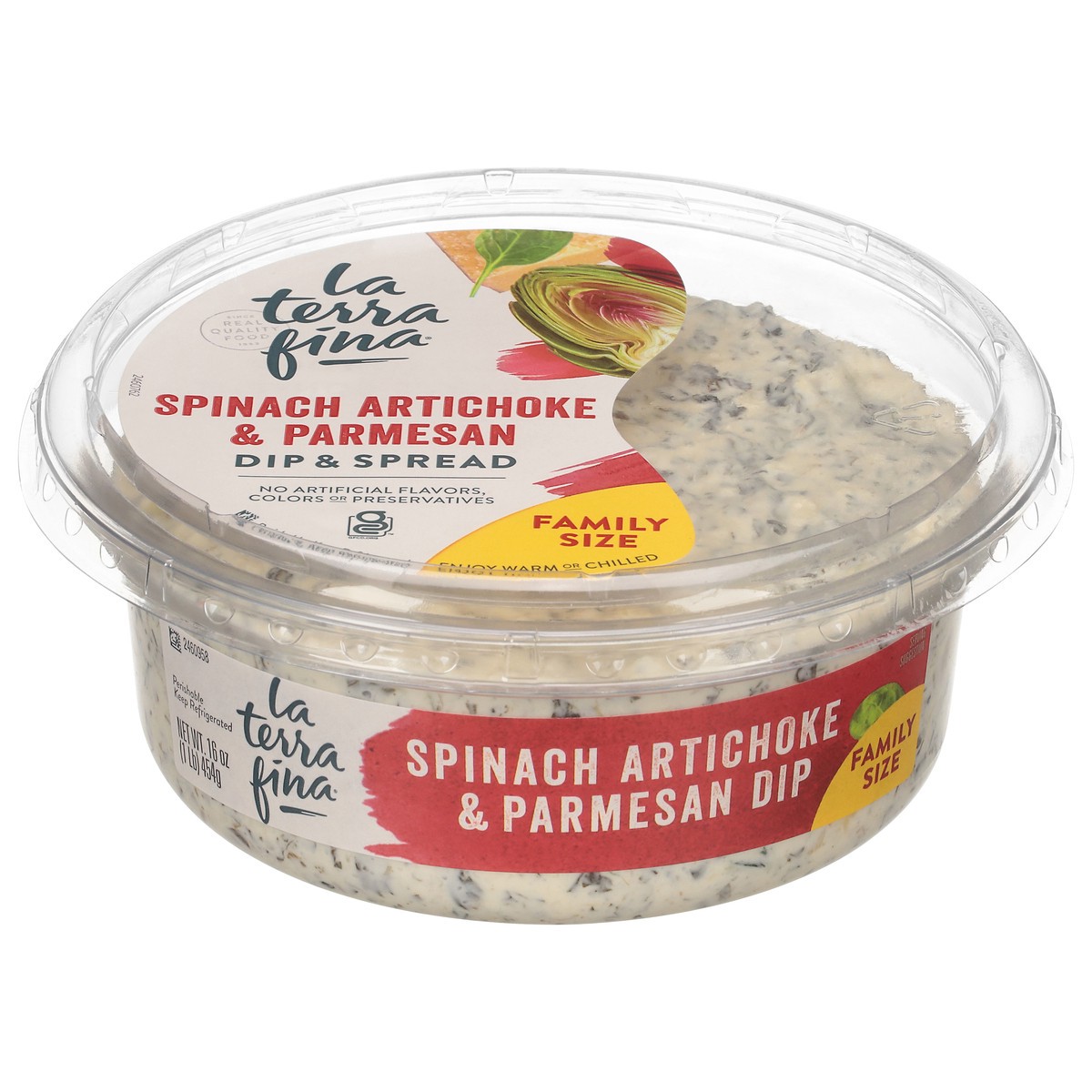 slide 1 of 9, La Terra Fina Spinach Artichoke & Parmesan Dip & Spread Family Size 16 oz, 16 oz