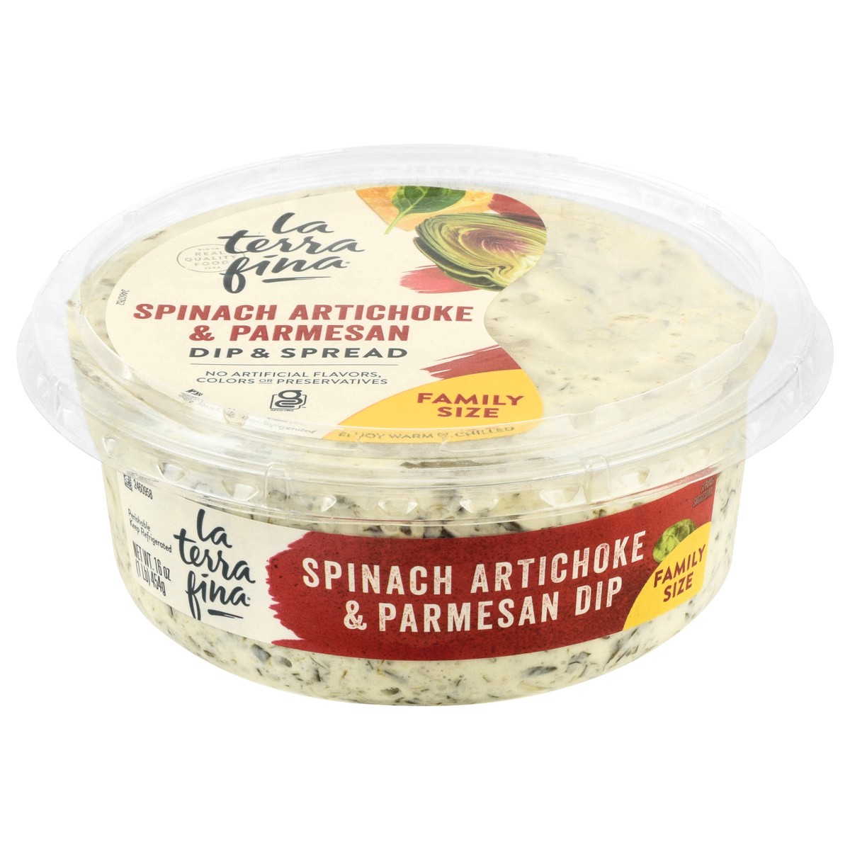 slide 1 of 9, La Terra Fina Spinach Artichoke & Parmesan Dip Family Size 16 oz, 16 oz