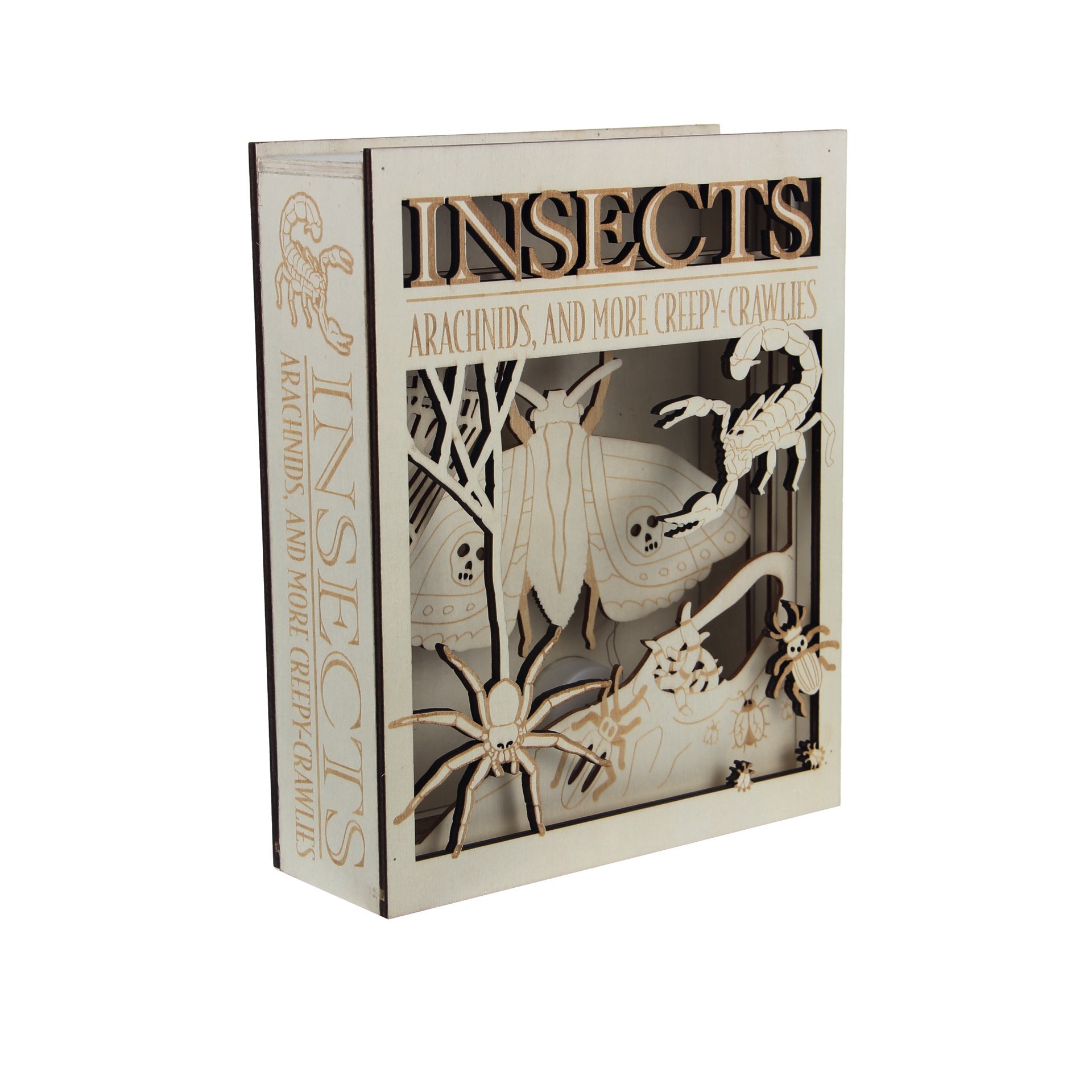 slide 4 of 4, 8.5" Insects Book Diy Led Plywood Decor By Make Market, 8.5 in