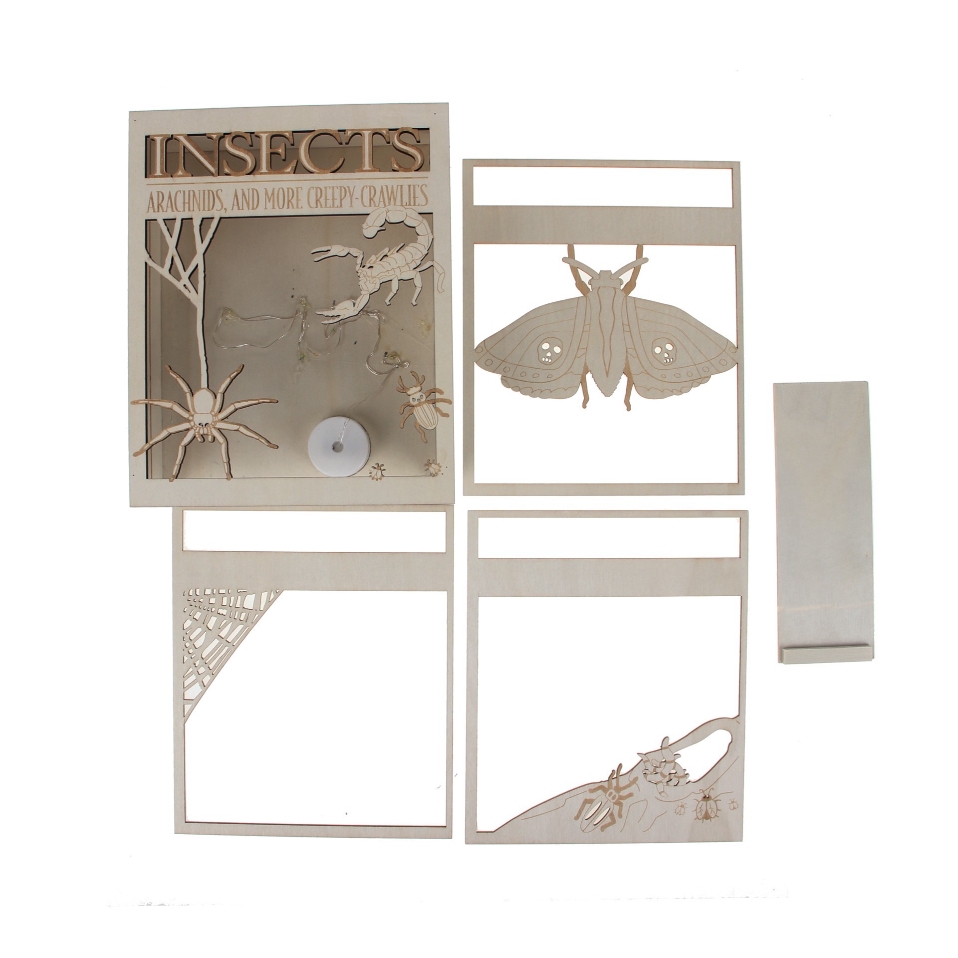 slide 2 of 4, 8.5" Insects Book Diy Led Plywood Decor By Make Market, 8.5 in