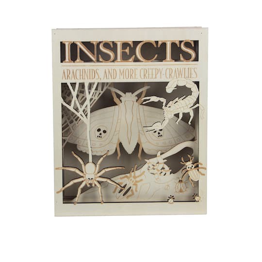 slide 1 of 4, 8.5" Insects Book Diy Led Plywood Decor By Make Market, 8.5 in
