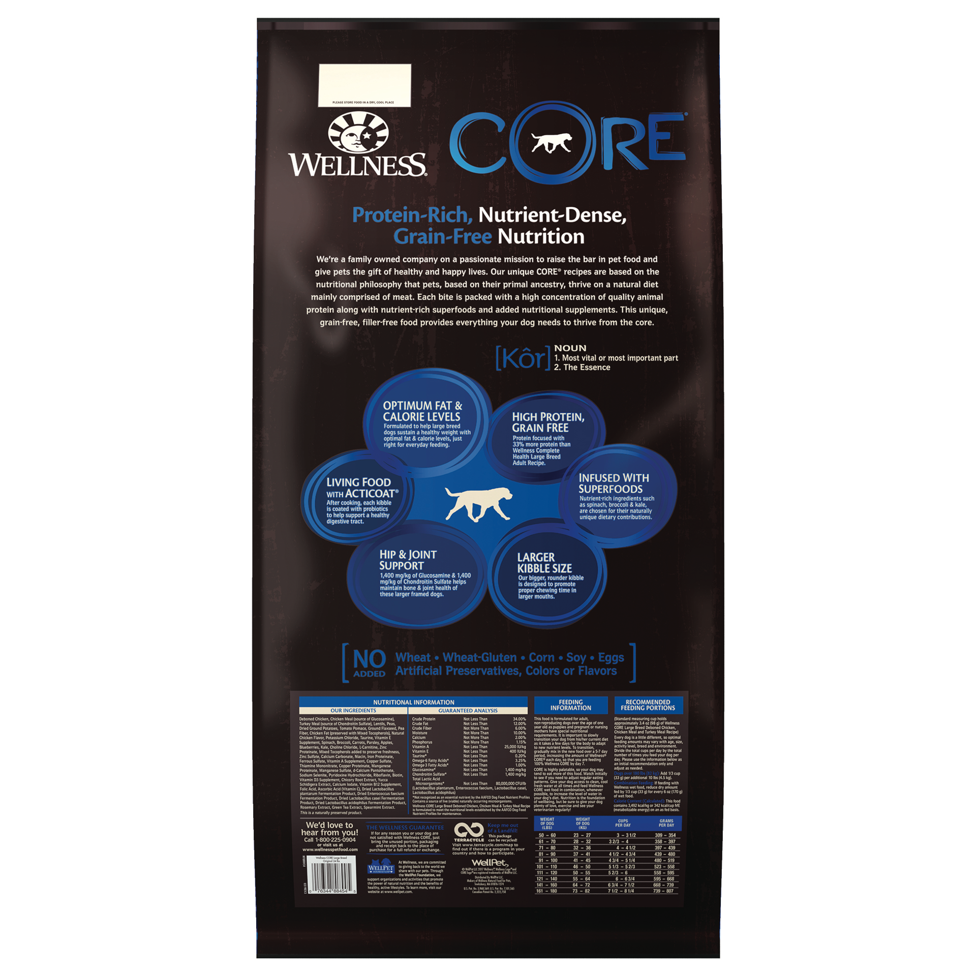 slide 3 of 5, Wellness CORE Natural Grain Free Dry Dog Food, Large Breed, 24-Pound Bag, 1 ct