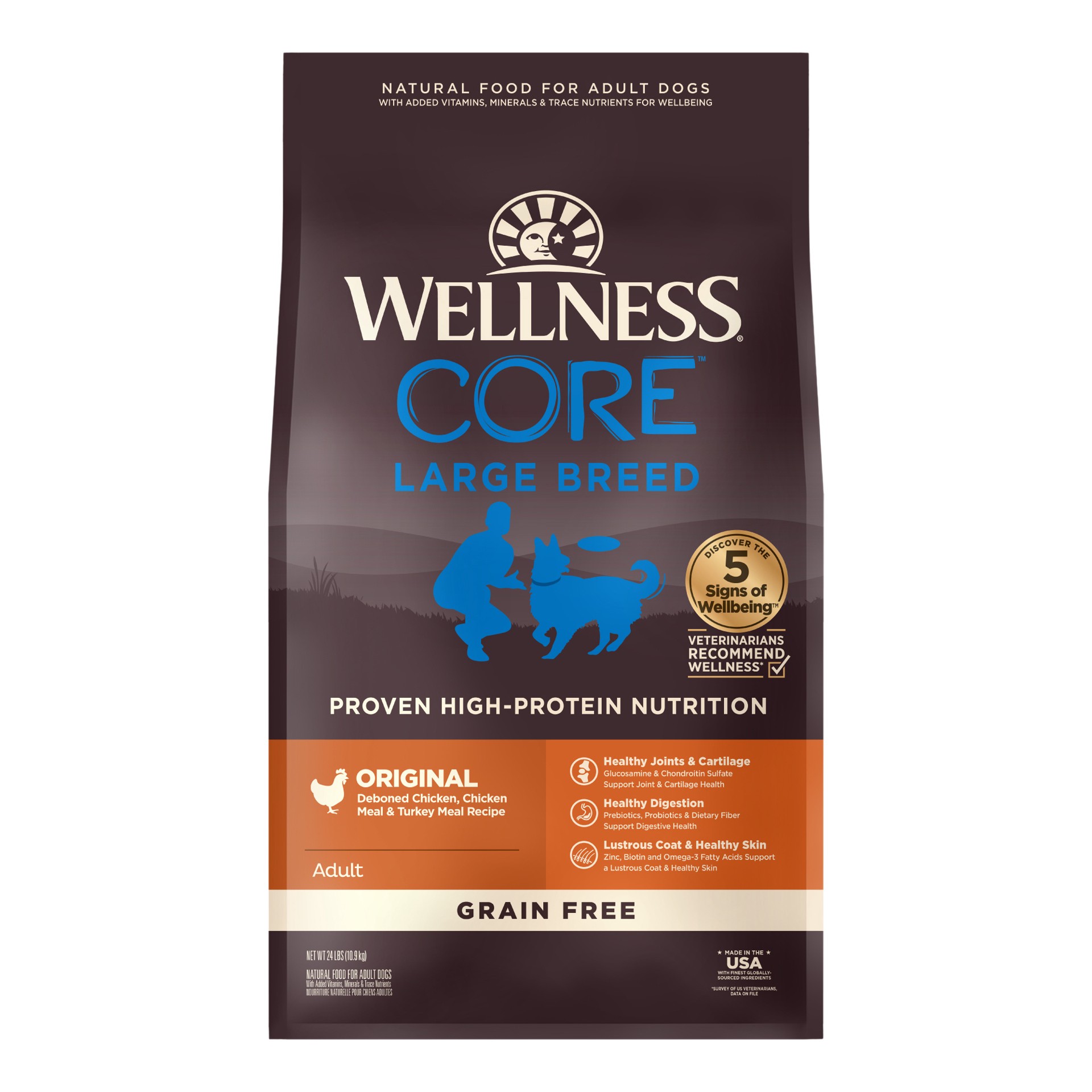 slide 1 of 5, Wellness CORE Natural Grain Free Dry Dog Food, Large Breed, 24-Pound Bag, 1 ct