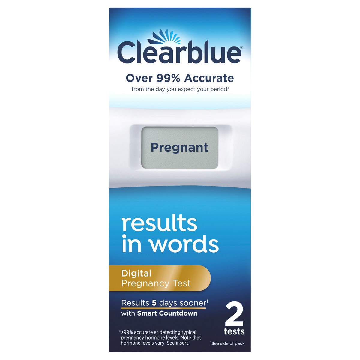 slide 1 of 7, Clearblue Digital Pregnancy Test with Smart Countdown, 2 count, 2 ct