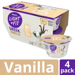 Light + Fit Nonfat Gluten-Free Vanilla Greek Yogurt Cups, Packaging May Vary