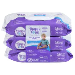 Tippy Toes Thick & Quilted Fragrance Free Wipes 3 - 72 Wipe Packs