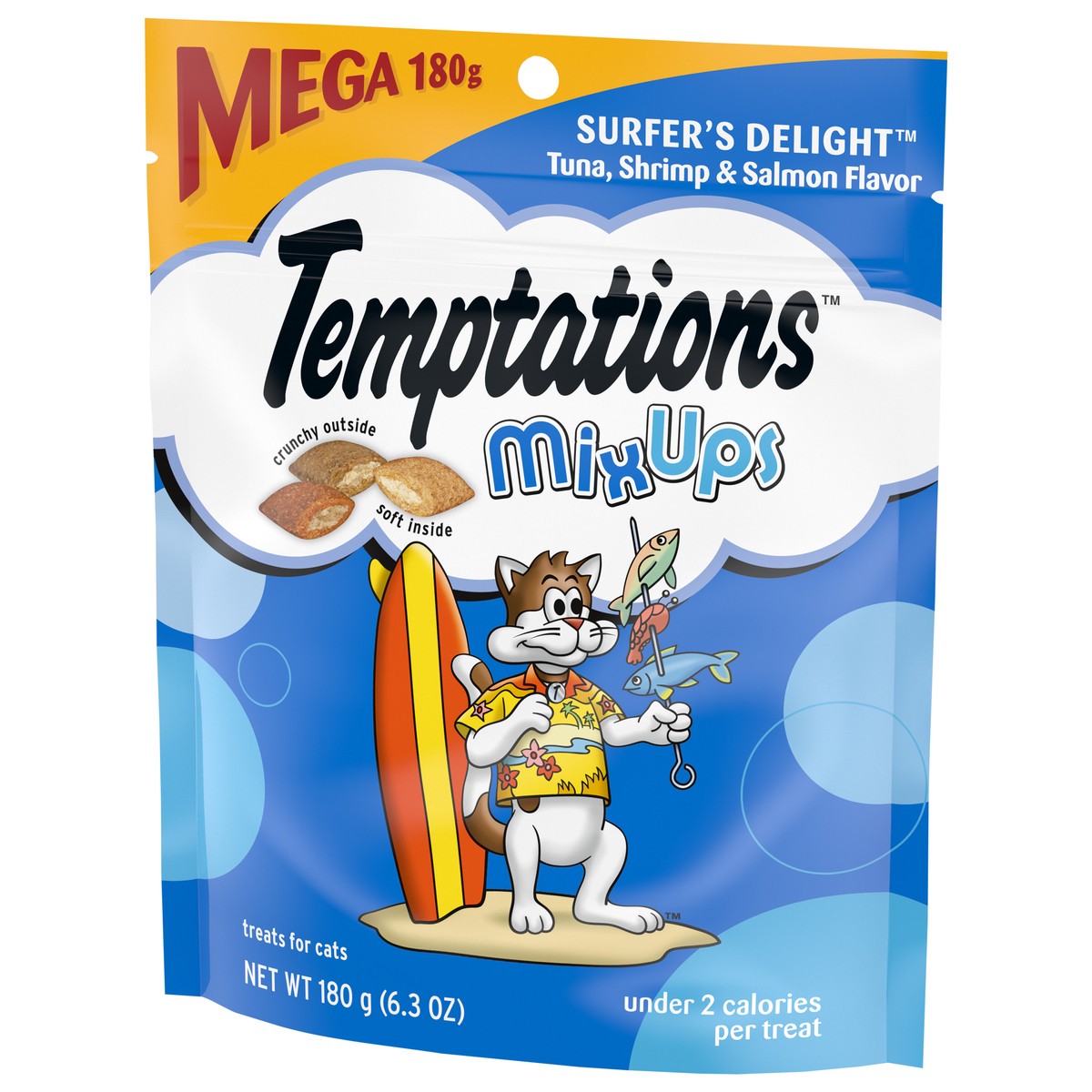 slide 10 of 15, Temptations MixUps Surfers Delight Tuna, Shrimp & Salmon Flavor Treats for Cats 6.3 oz, 6.3 oz
