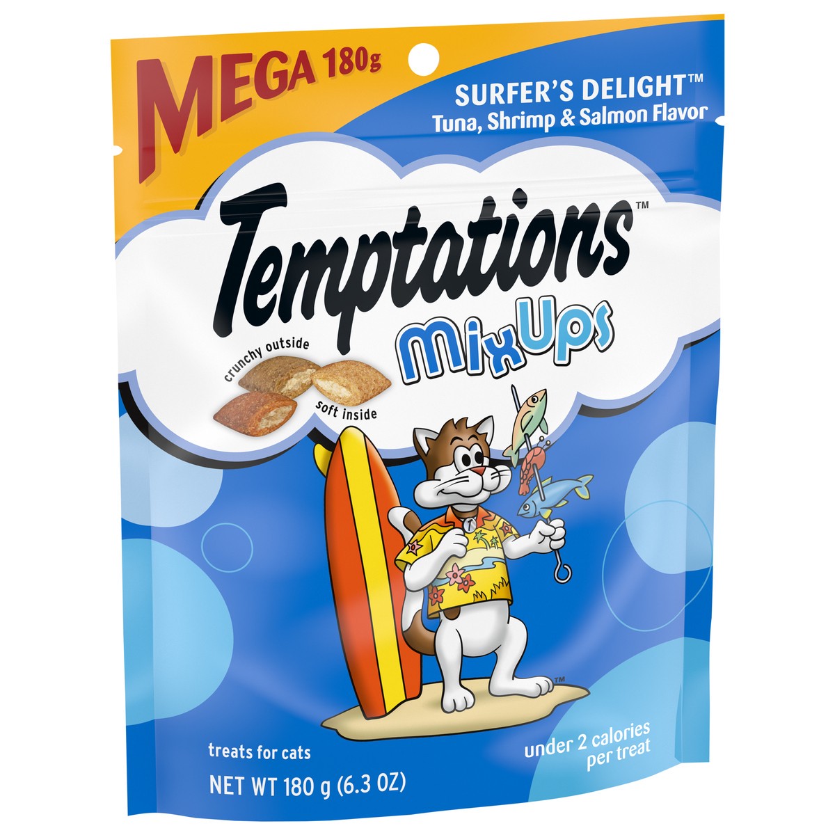 slide 13 of 15, Temptations MixUps Surfers Delight Tuna, Shrimp & Salmon Flavor Treats for Cats 6.3 oz, 6.3 oz