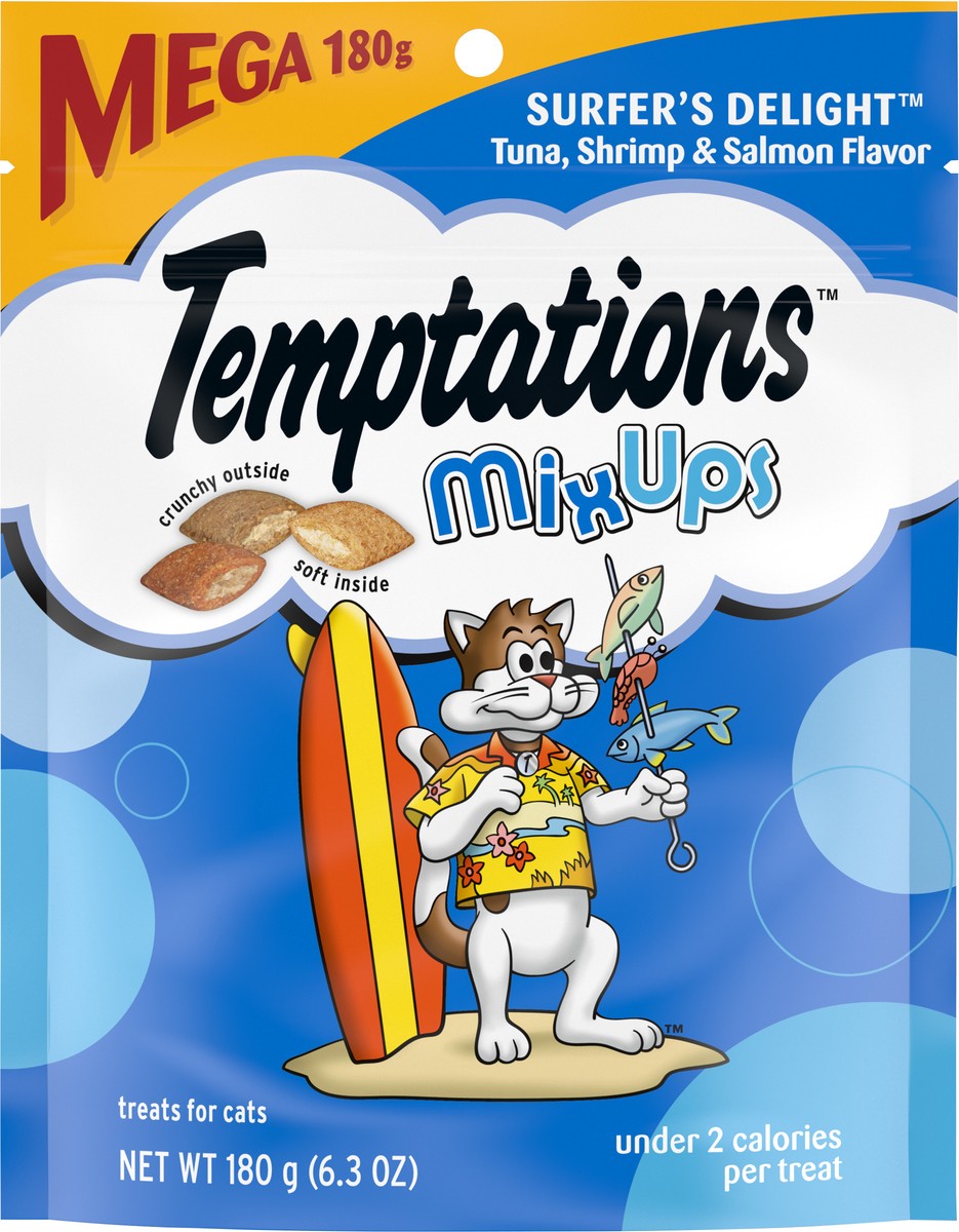 slide 3 of 15, Temptations MixUps Surfers Delight Tuna, Shrimp & Salmon Flavor Treats for Cats 6.3 oz, 6.3 oz