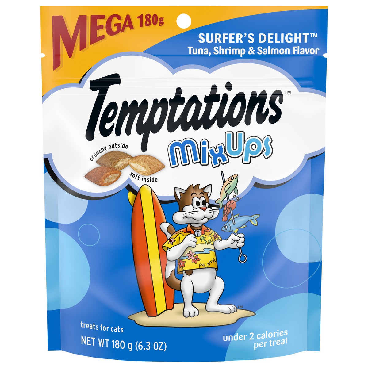 slide 1 of 15, Temptations MixUps Surfers Delight Tuna, Shrimp & Salmon Flavor Treats for Cats 6.3 oz, 6.3 oz