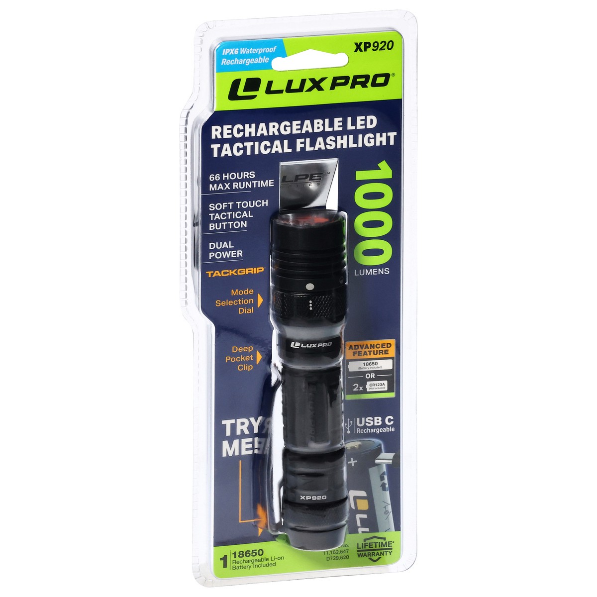 slide 3 of 10, LuxPro 1000 Lumens Rechargeable LED Tactical Flashlight 1 ea, 1 ct