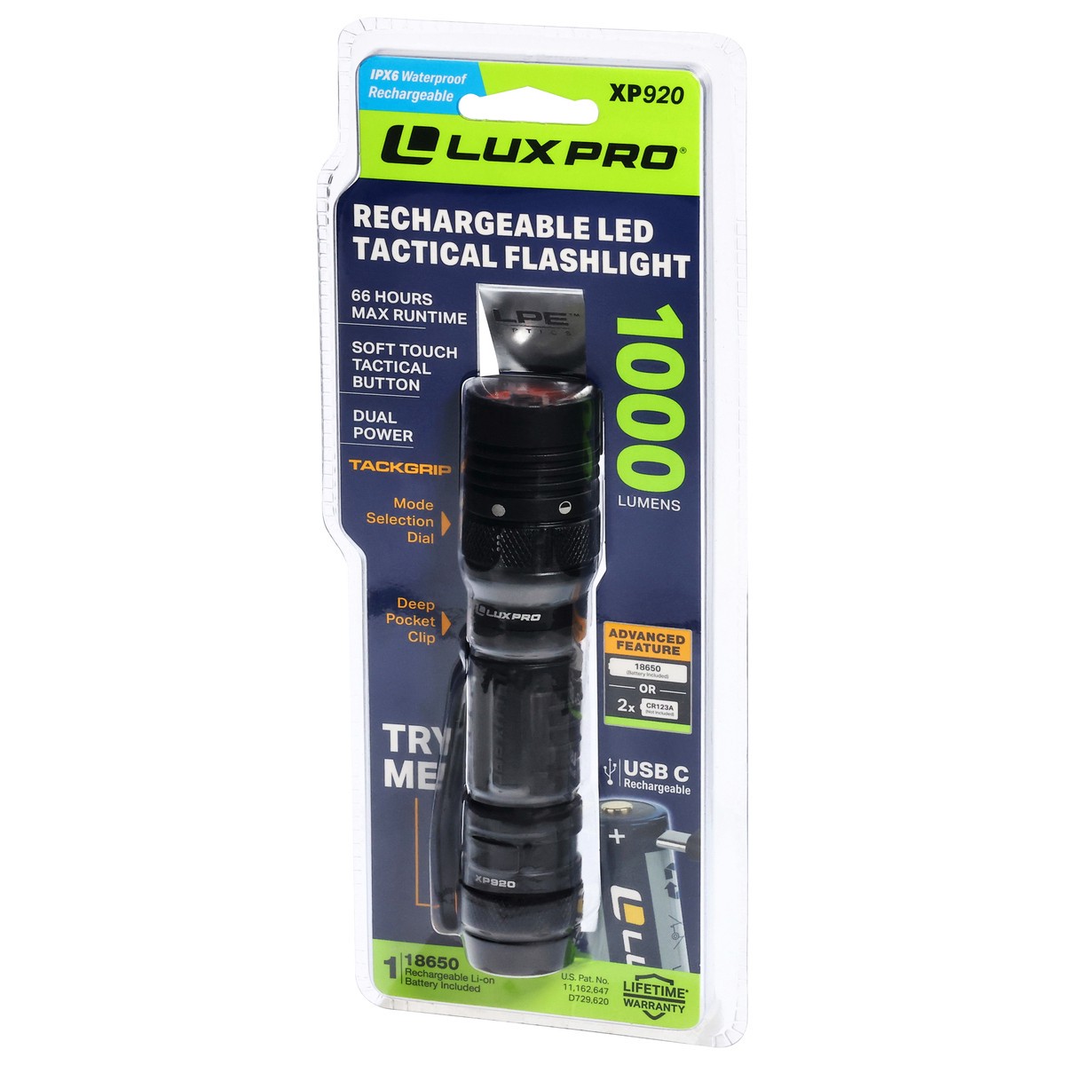 slide 6 of 10, LuxPro 1000 Lumens Rechargeable LED Tactical Flashlight 1 ea, 1 ct