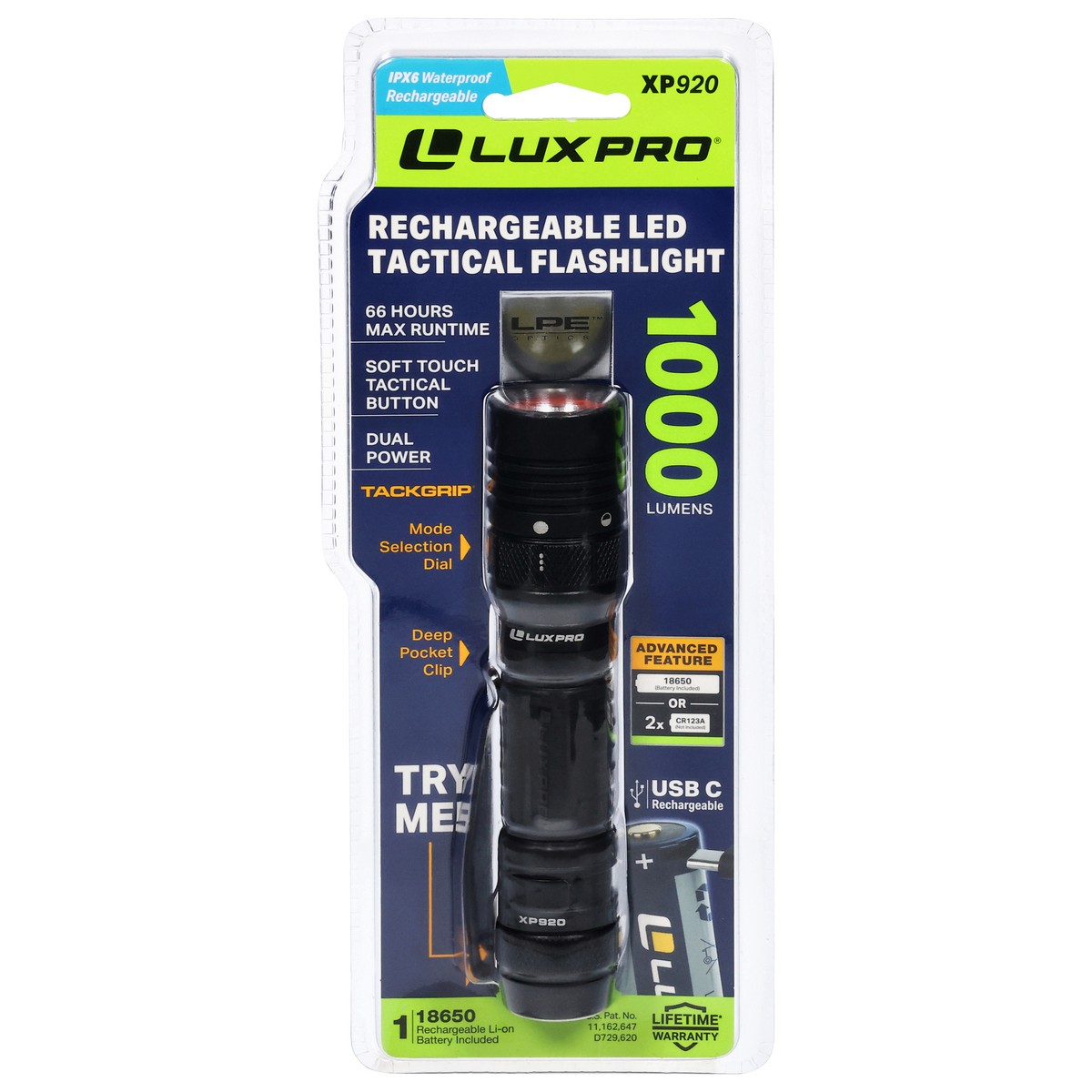 slide 1 of 10, LuxPro 1000 Lumens Rechargeable LED Tactical Flashlight 1 ea, 1 ct