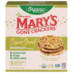 Mary's Gone Crackers Crackers, Super Seed Rosemary, Organic, Plant Based Protein, Gluten Free, 5 oz