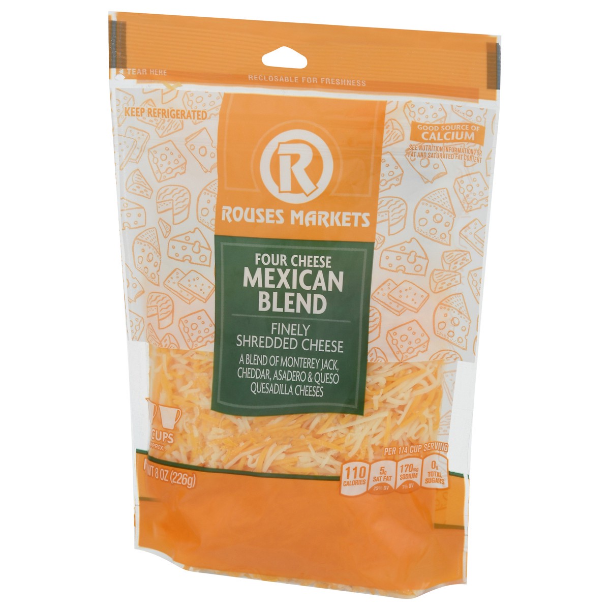 slide 10 of 13, Rouses Markets Mexican Blend Four Cheese Finely Shredded Cheese 8 oz, 8 oz