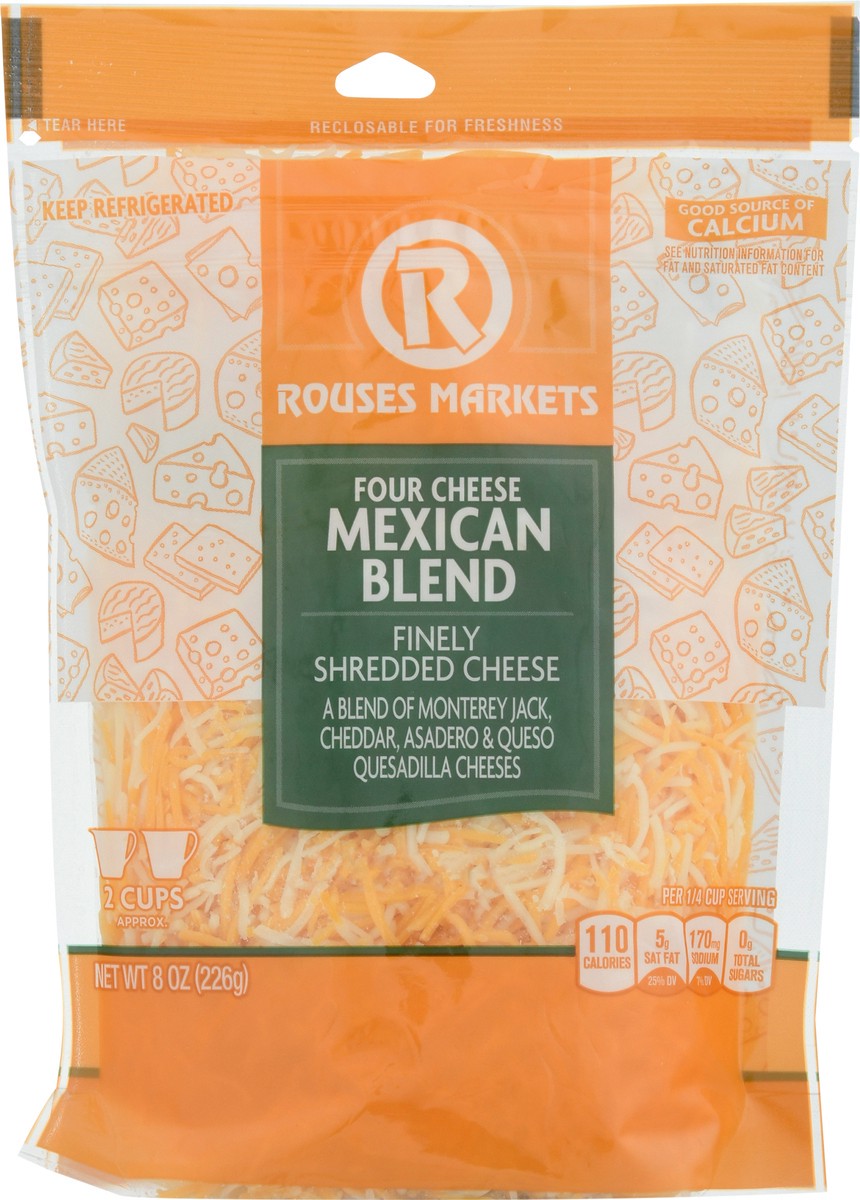 slide 11 of 13, Rouses Markets Mexican Blend Four Cheese Finely Shredded Cheese 8 oz, 8 oz