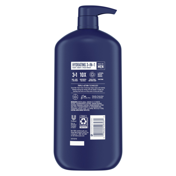 slide 15 of 19, Suave Hydrating 3-in-1 Citrus & Musk Hair + Body + Face Wash 30 fl oz, 30 fl oz