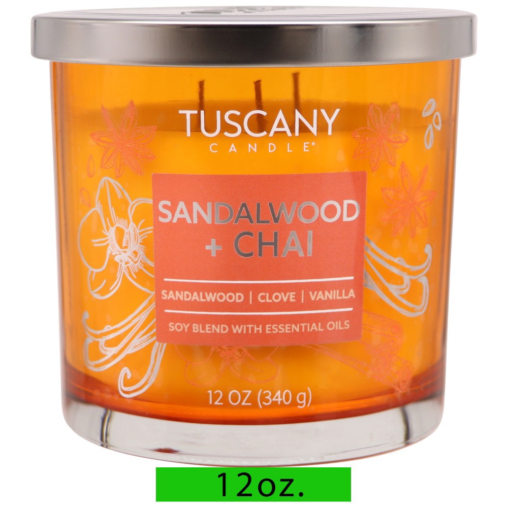 slide 2 of 4, Tuscany Scented Jar Candle Sandalwood & Chai, 12 oz