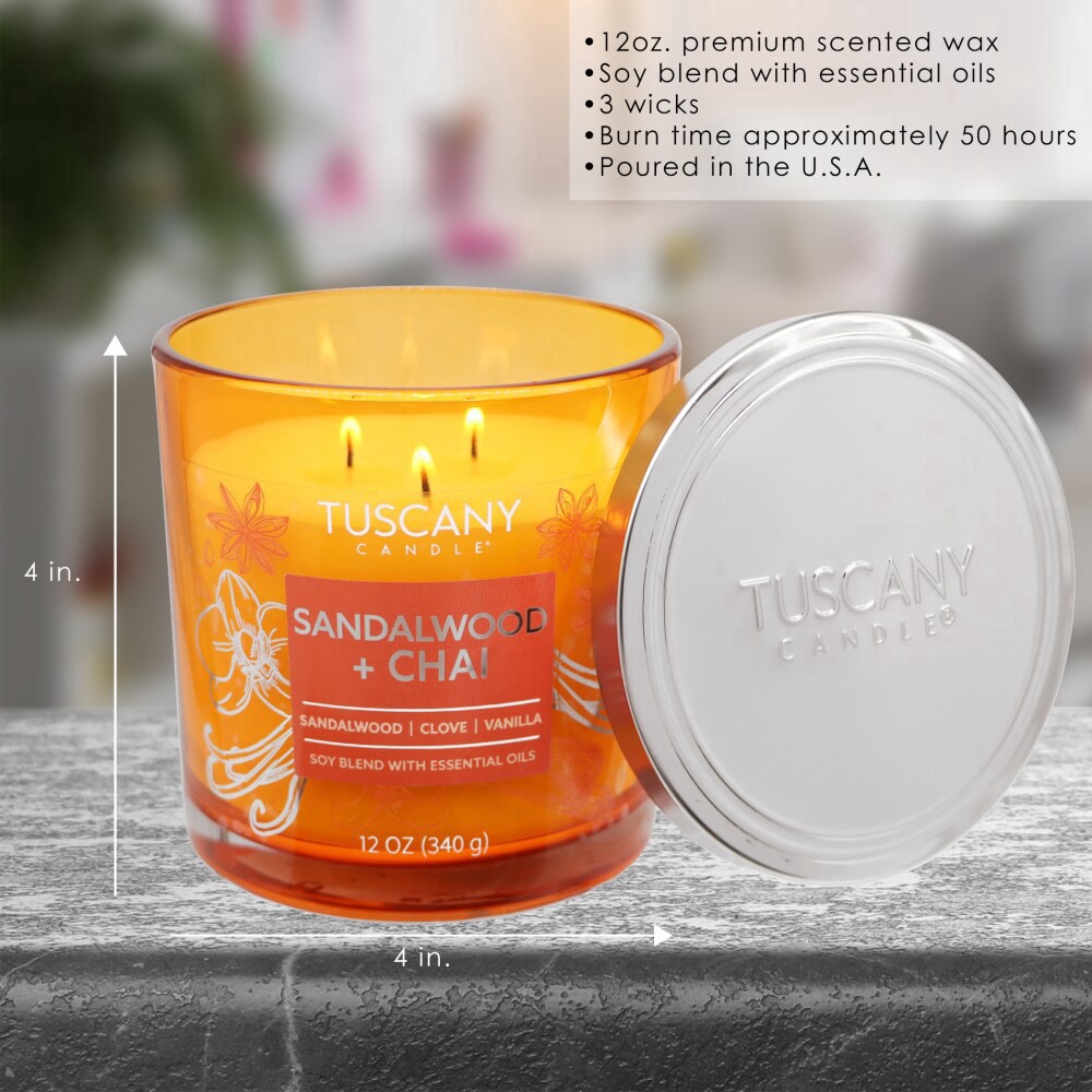 slide 3 of 4, Tuscany Scented Jar Candle Sandalwood & Chai, 12 oz