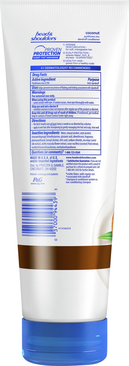 slide 2 of 3, Head & Shoulders Head and Shoulders Coconut Fresh Anti-Dandruff Paraben Free Conditioner, 10.9 fl oz, 10.90 fl oz