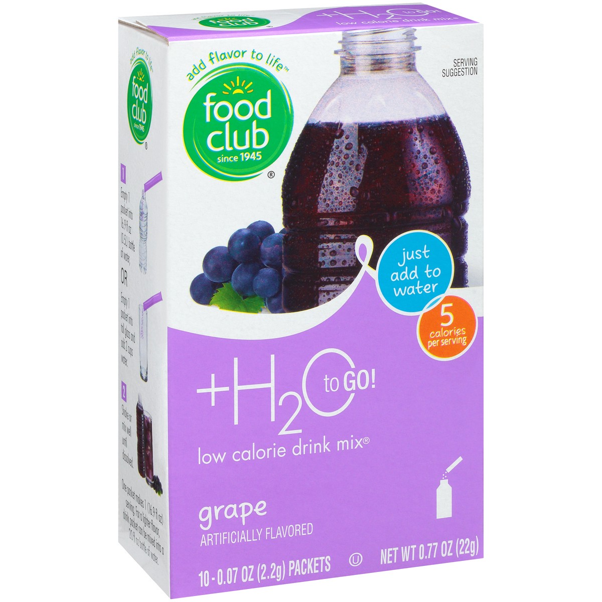 slide 5 of 9, Food Club Low Calorie Grape Drink Mix 10 ea, 0.77 oz