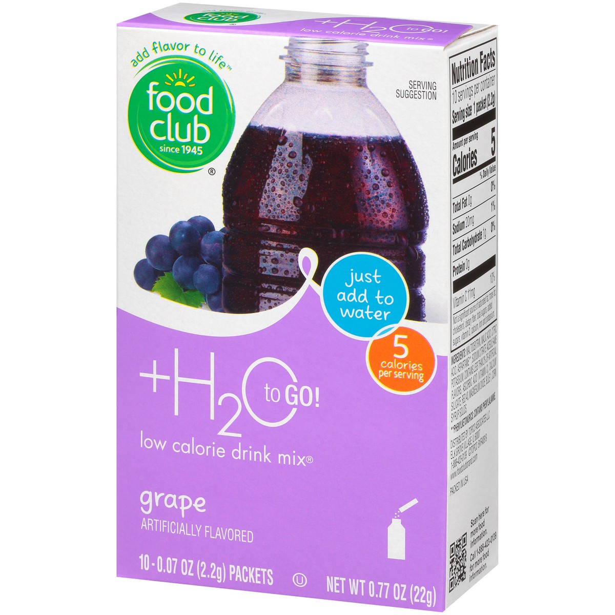 slide 3 of 9, Food Club Low Calorie Grape Drink Mix 10 ea, 0.77 oz