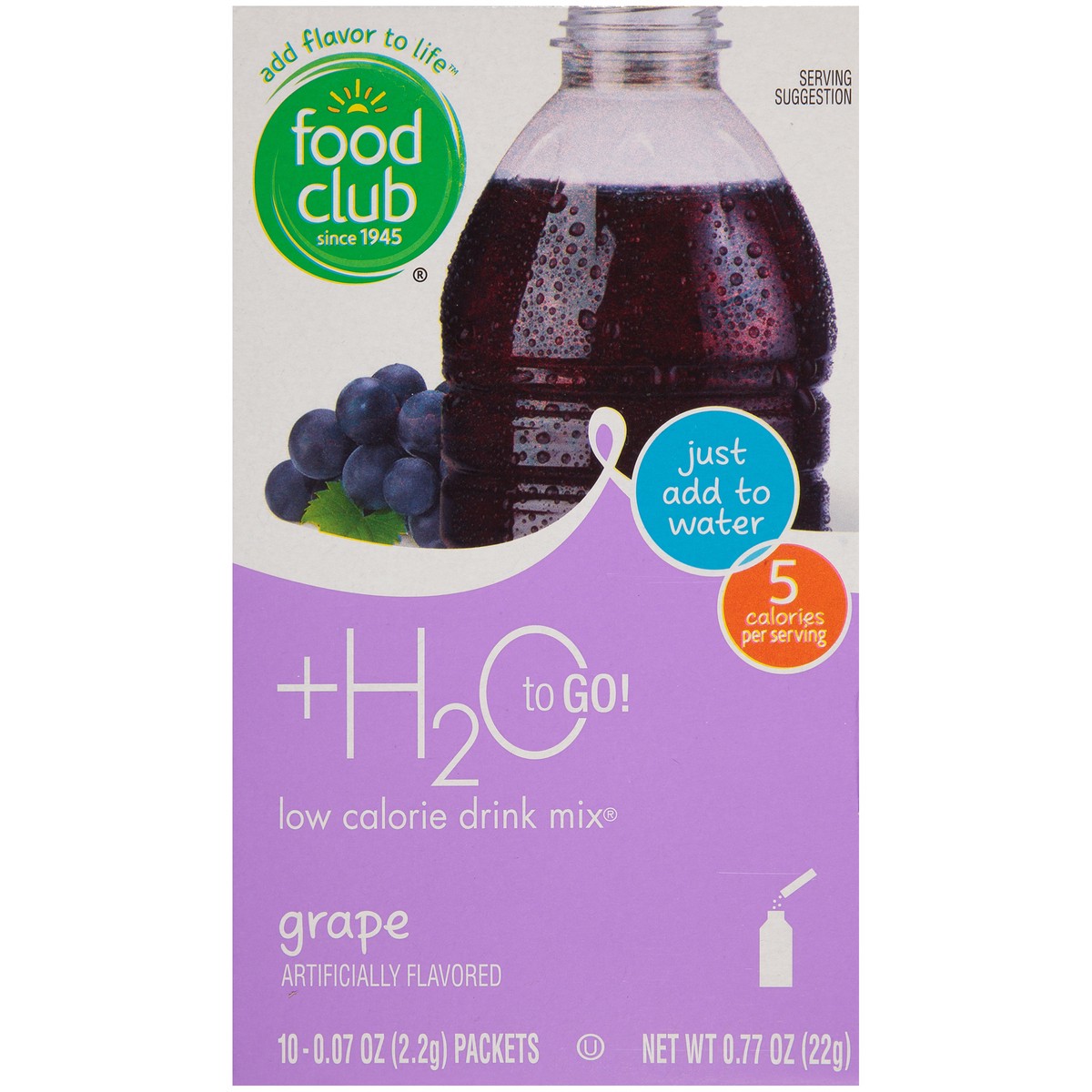 slide 6 of 9, Food Club Low Calorie Grape Drink Mix 10 ea, 0.77 oz