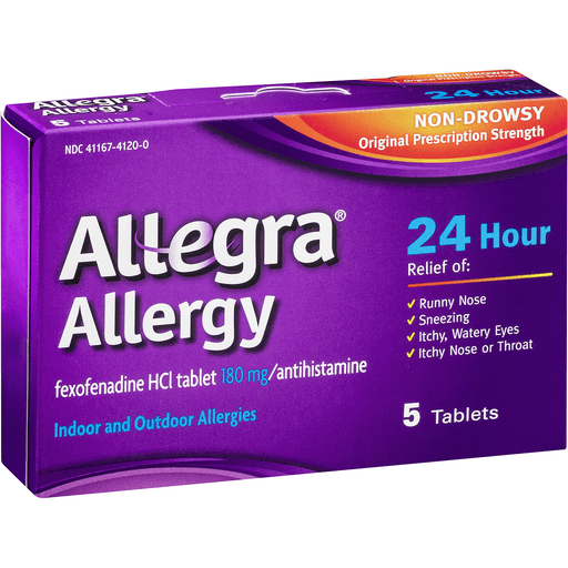 slide 2 of 9, Allegra 24 Hour Allergy Relief Tablets - Fexofenadine Hydrochloride, 5 ct