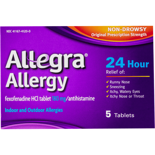 slide 4 of 9, Allegra 24 Hour Allergy Relief Tablets - Fexofenadine Hydrochloride, 5 ct