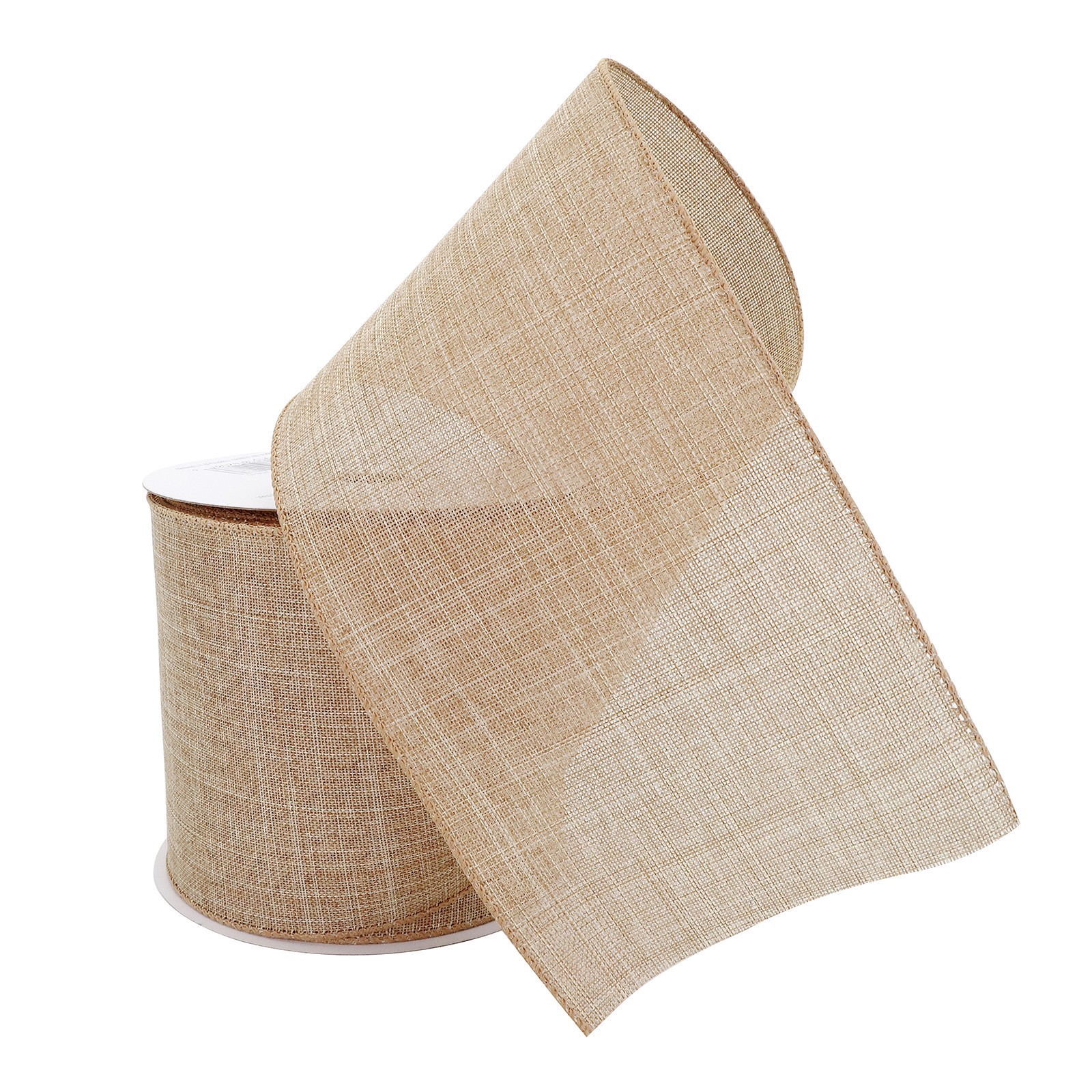 slide 2 of 4, 4" X 18ft. Faux Linen Wired Ribbon By Celebrate It Specialty, 4 in x 18 ft