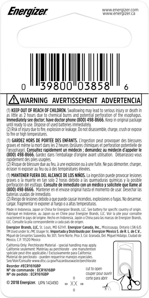 slide 3 of 3, Energizer 1616 Lithium Coin Battery, 1 Pack, 1 ct