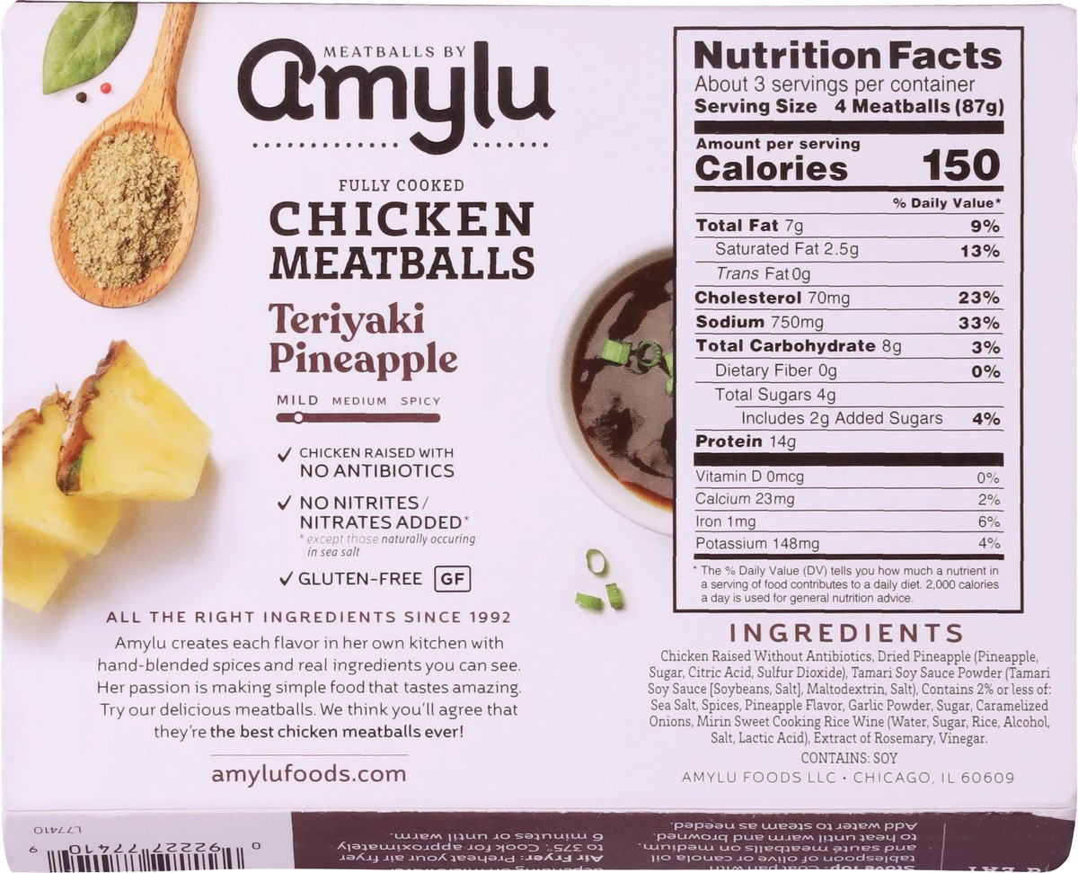 slide 3 of 12, Amylu Foods Teriyaki Pineaaple Chicken Meatballs 10 oz, 10 oz