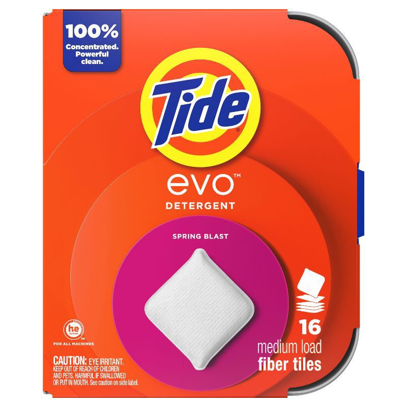 slide 1 of 10, Tide Medium Load Fiber Tiles Spring Blast Detergent 16 ea, 16 ct