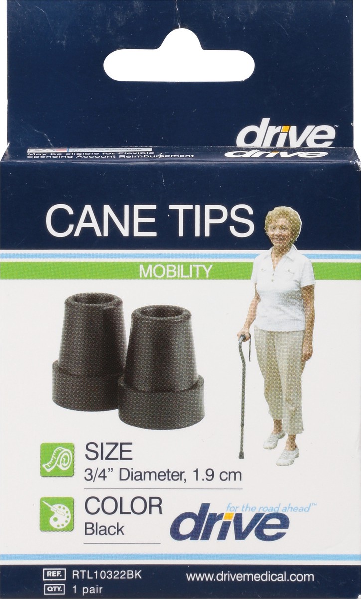 slide 7 of 9, Drive Mobility Black Cane Tips 1 pr, 