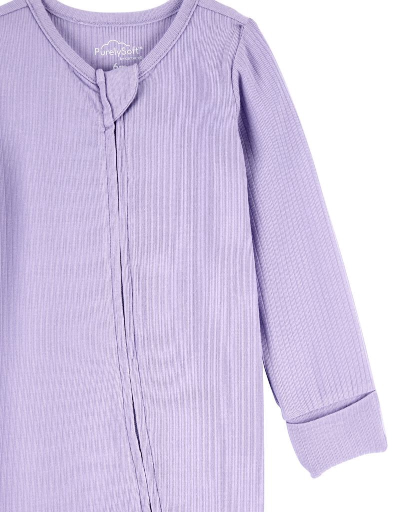 slide 3 of 4, Carter's Baby Zip-Up PurelySoft Sleep & Play Pajamas - Purple Purple 3M, 1 ct