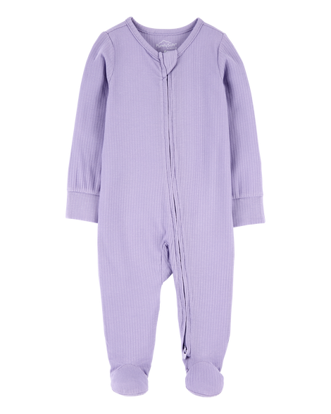 slide 1 of 4, Carter's Baby Zip-Up PurelySoft Sleep & Play Pajamas - Purple Purple 3M, 1 ct