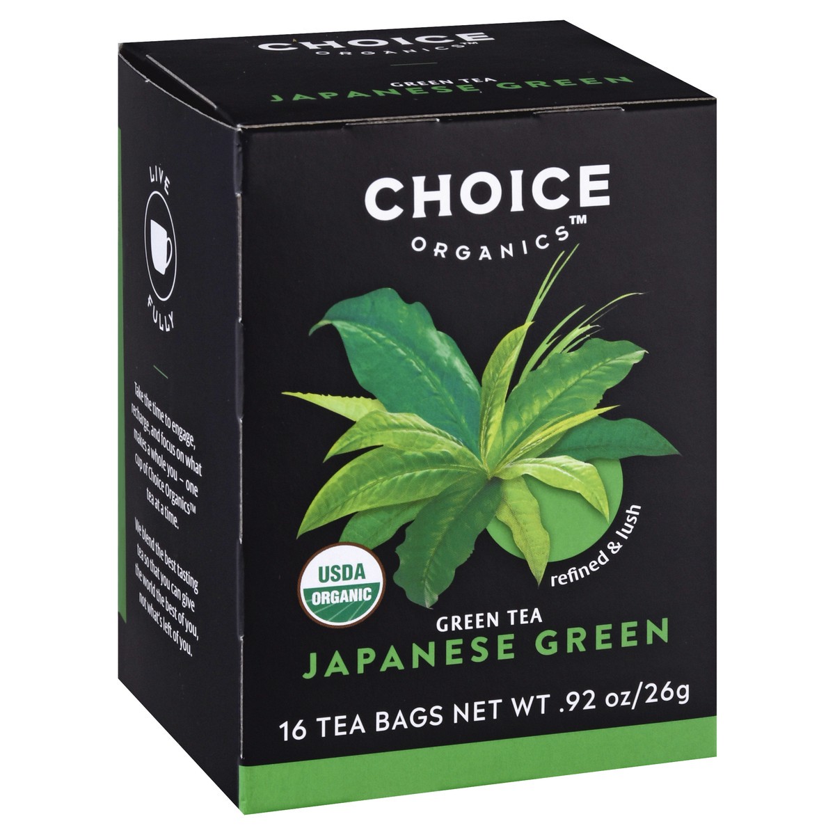 slide 7 of 9, Choice Organics Japanese Green Tea, Contains Caffeine, Green Tea Bags, 16 Count, 16 ct