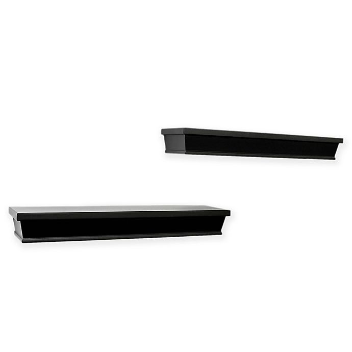 slide 1 of 4, SALT Gallery Wood Shelf Set - Black, 2 ct