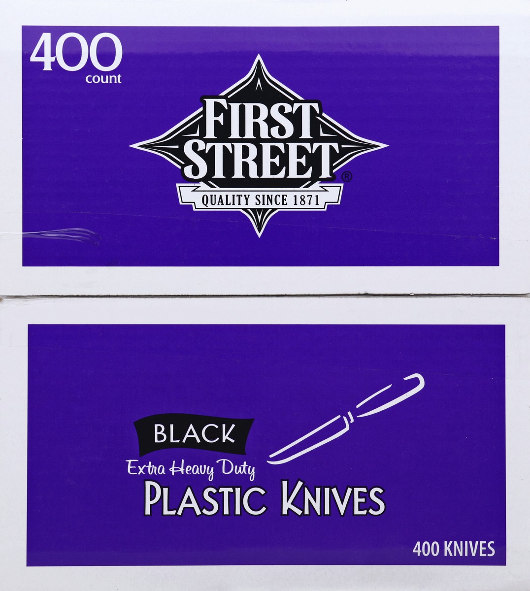 slide 6 of 6, First Street Extra Heavy Duty Black Knives, 400 ct